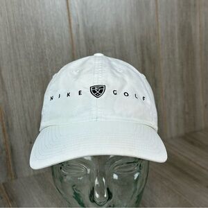 Nike Golf Hat Cap Men’s OSFM Strap Back Spell Out White *flaws
